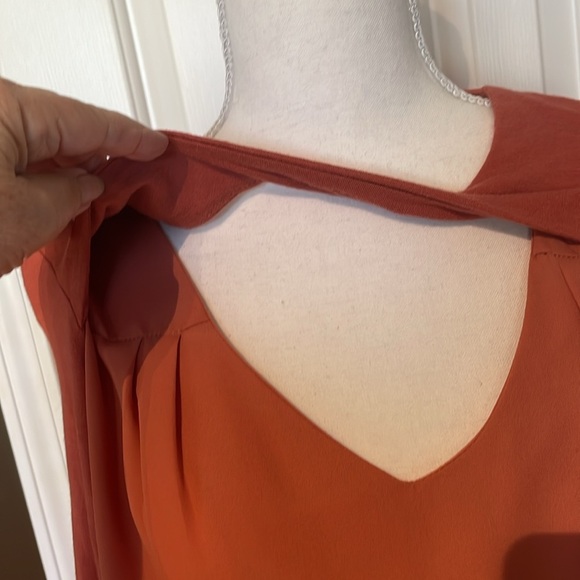 BKE Rust Color Mixed Fabric L/S Top. Oversized. Rayon - Picture 5 of 7